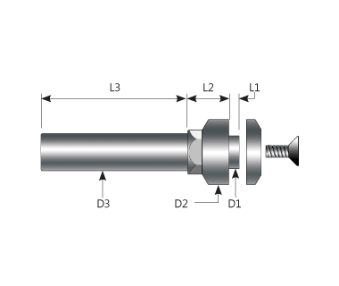 SAF-050010-503809-M4F: Prec. Metric Saw Arbor w/5 x 1mm Hub, 5x38mm Shank, Ø9 FLG, Ø9x3.2 CLP