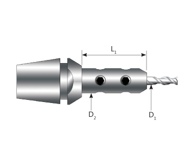 CTE-11-1.00-064100: Ti-Loc ® Mill Extension - Ø1.00mm, ER11 Taper, Ext. Ø6.35 x 10mm w/Stop Screw