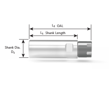 CS-16-220-070: ER16 Collet Sleeve Ø22 x70mm Shank w/Flat, Thru w/Stop, Mini-Nut