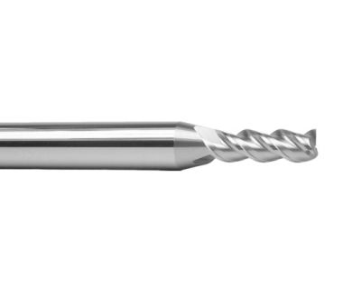 TE-104-0-0.3: 0.3mm  3FL Carbide E/M, 1.5mm LOC, 3mm Shank, 38mm OAL