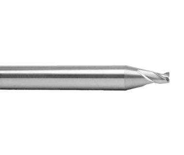 TE-1510-0.3: 0.3mm 3FL Carbide E/M, 0.3mm LOC, 3mm Shank, 38mm OAL