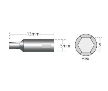 RBT-2151-100H: Hex  .0405-.0411  L2=.061  Shk Ø5x13  Gr HiCo8 No Vent