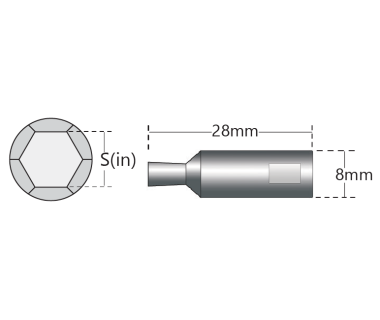 RBT-2110-01.27H-1-Ti: Hex  .0498-.0502  L2=.141   Shk Ø8x28  Gr HiCo8   No Vent   For Ti