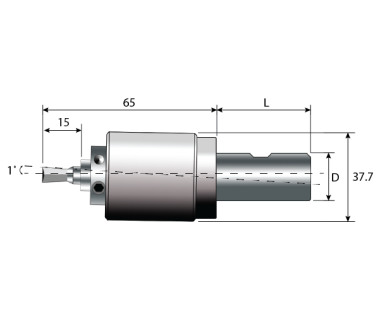 RBH-2100-158: Swiss Rotary Broach Holder, Ø8mm Tool Bore, Shank Ø5/8" x 1.5"L with Flat