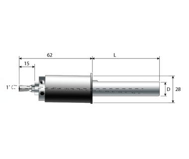 RBH-2160-120-038: Swiss Rotary Broach Holder, Ø8mm Tool Bore, Shank Ø12mm x 38L Shank with Flat