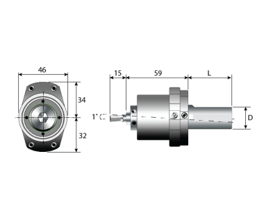 RBH-6180-160: Adj Rotary Broach Holder, Ø8mm Tool Bore, Shank Ø16mm x 40L No Flat